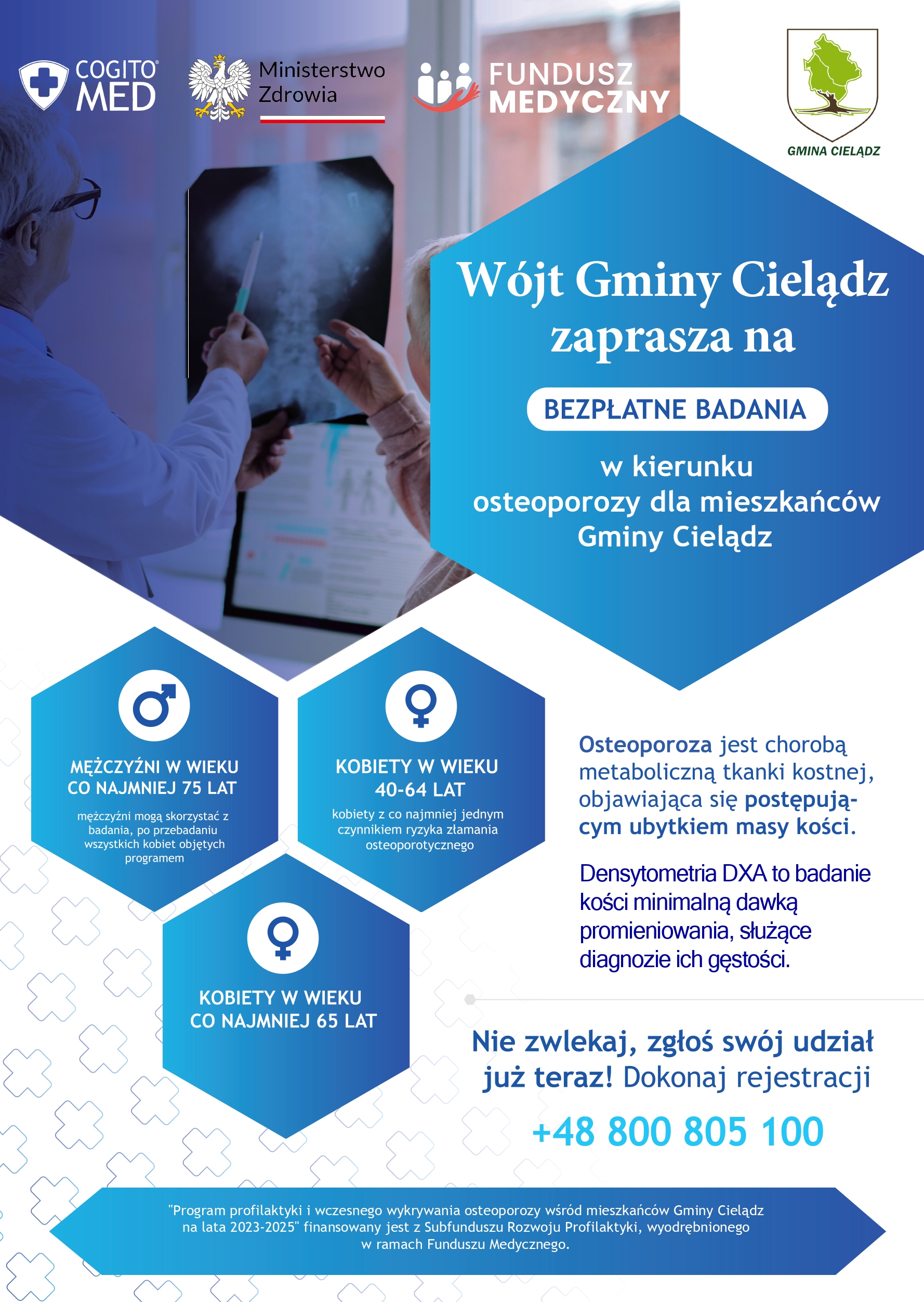 Badania przeciwko Osteoporozie w dn. 27.08.2024r. przy Gminnym Domu Kultury w Cielądzu